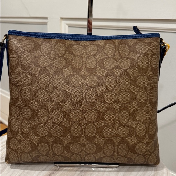 Coach Bag File Signature Blue Brown Crossbody - Picture 4 of 17